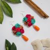 Set peineta y aretes flores de tela - Imagen 3
