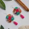 Set peineta y aretes flores de tela
