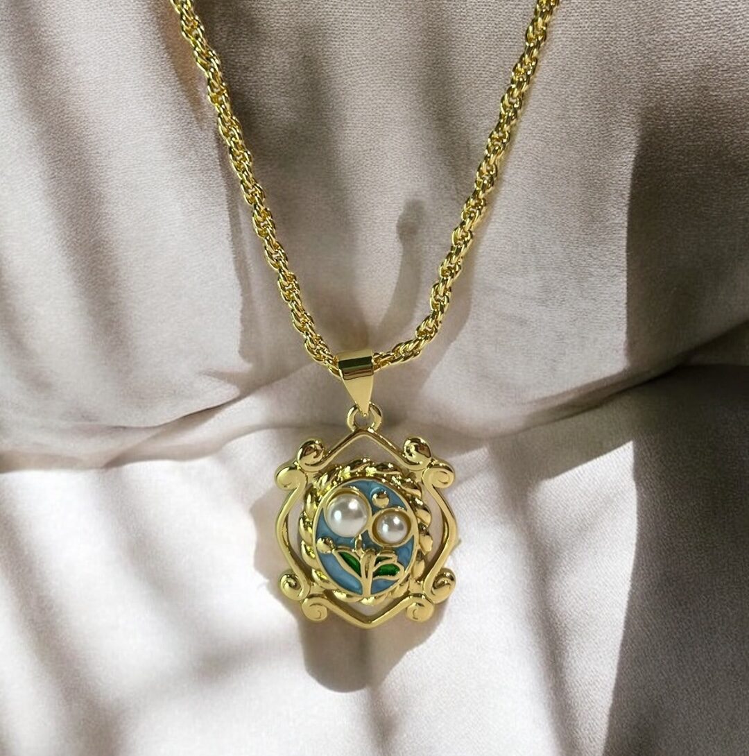 Collar naturaleza (Azul doble flor)